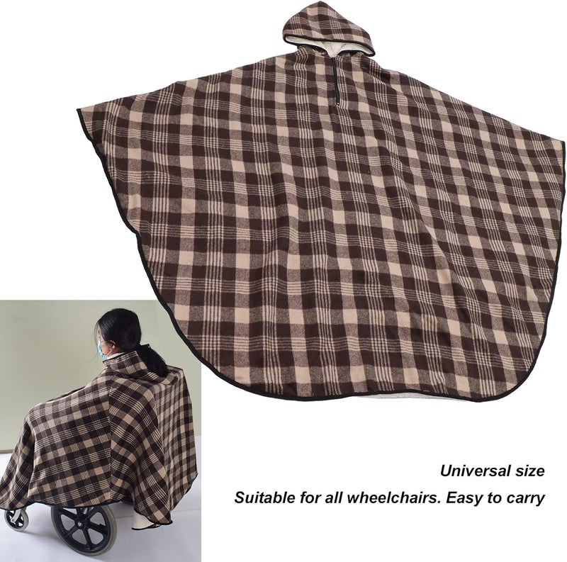 woobles Wheelchair Hooded Shawl Thicken Double Layer Fabric Keep Warm Half Blanket for Winter Use - Image 5
